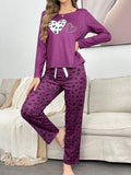 Purple Leopard Skin Printed Night Suit
