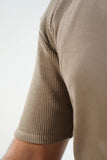 WAFFLE KNITTED POLO - BIEGE