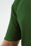 WAFFLE KNITTED POLO - OLIVE