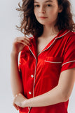 BUTTON DOWN SILK WITH SHORT - RED
