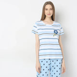 Blue Lily Printed Night Suit